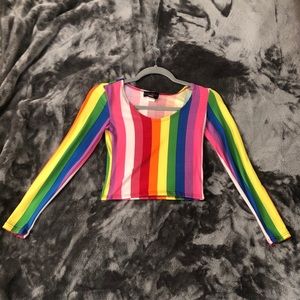Long sleeve cropped rainbow shirt